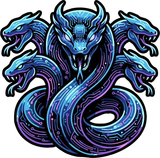 Hydra OS — three-layer operating system: Hydra build engine, Cortex visibility engine, Autonomous Agents operations layer
